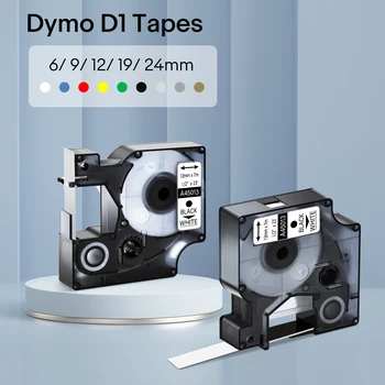 6-24mm תווית דבק שחור על גבי לבן תואם על Dymo D1 45013 45803 סרט על Dymo Label מנהל 350 450D 200 תווית המדפסת