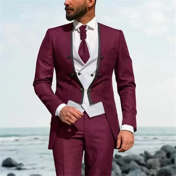 גברים החתונה טוקסידו אחת עם חזה 3 חתיכות להגדיר רשמית את השושבין חליפות עסקים המותאמים גרם האופנה הגברי 