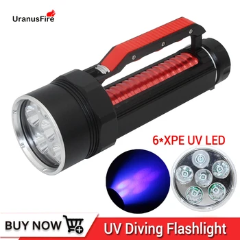 Uranusfire אור UV 6 כוכב LED באיכות גבוהה UV צלילה Flashlgiht 395nm UV Led אור הלפיד מנורת אולטרה סגול עמיד למים צלילה המנורה
