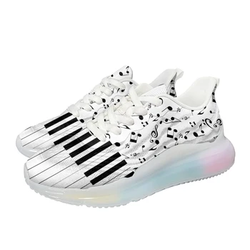 INSTANTARTS מוסיקה עיצוב אוויר כרית אוויר נעלי רשת בלוק צבע אופנתי פופולרי רך הבלעדית של נשים מזדמנים נעלי ספורט chaussure femme