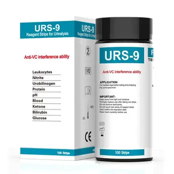 אורס-9 100 רצועות הבדיקה הכימית מבחן נייר 9 פרמטרים בדיקת שתן רצועות עבור לויקוציטים Urobilinogen חלבון ה-PH