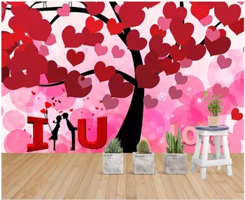 3d תמונות טפט מותאם אישית ציור קיר רומנטי חם אוהב עץ אהבה החתונה חדר עיצוב הבית 3d ציורי קיר טפט על קירות 3 d