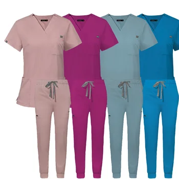 נשים חלוק סטים אחות אביזרים רפואיים המדים Slim Fit החולים שיניים קליני Workwear בגדים כירורגית הכוללת חליפות