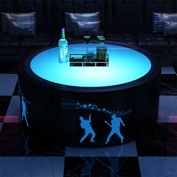 בר ריהוט צבעוני הבר האירופי נפח שולחן נירוסטה שולחן זכוכית מחוסמת לשולחן זוהר KTV שולחן קפה