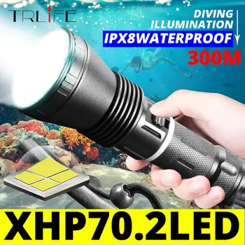 XHP70.2 LED חזקה צלילה פנס המבריקים 30W XHP70.2. מתחת למים לפיד IPX8 עמיד למים XHP50 .2 לצלול אור המנורה