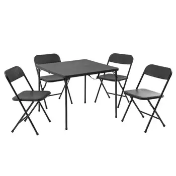 5 חלקים שרף כרטיס שולחן וארבעה כסאות להגדיר, שחור האולטרה טיולים טיפוס פיקניק שולחנות מתקפלים