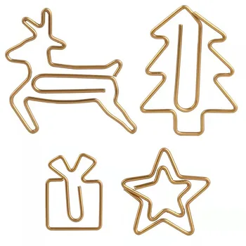 עץ חג המולד מהדק נייר כוכב זהב סיכת צבי צורה מהדק מתכת חמוד מהדקי נייר דקורטיבי מהדקים מהדק