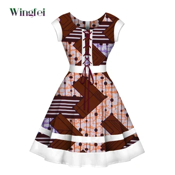 אפריקה סגנון Bady בגדי ילדות שרוך מתכוונן יפה שמלת נסיכה אפריקאית וינטג ' פרחוני הדפסה שמלות WYT461