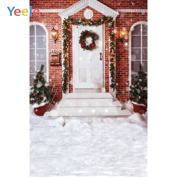 עץ חג המולד הדלת זר שטיח חלון קישוט הבית רקע צילום מותאם אישית צילומי רקע לצילום סטודיו