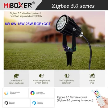 Miboxer Zigbee 3.0 6W 9W 15W 25W RGB+CCT LED גן אור חכמה חיצונית הדשא המנורה אטימות IP66 קול/בקרת יישום AC110V-220V