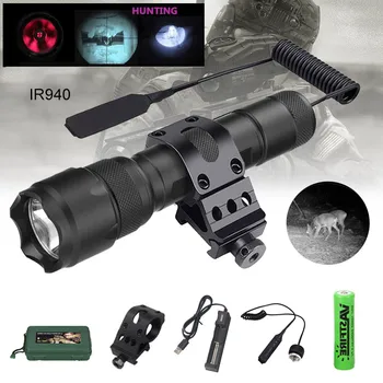 IR 850nm/940nm טקטי פנס LED המאיר ציד חזיר לפיד ראיית לילה IR מלא אור lanterna היקף רובה ל18650