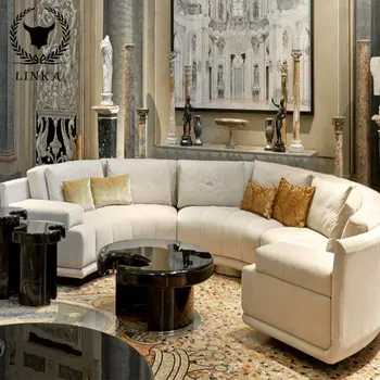 מודרני פשוט קשת בד הספה וילה הונג קונג אור סגנון חי יוקרה חדר multi-אדם ספה high-definition רהיטים