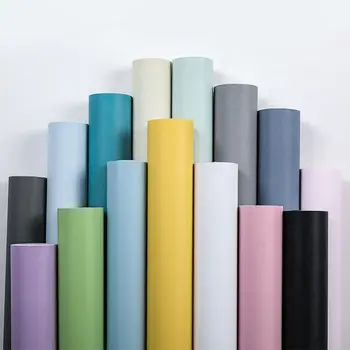 מט צבע מוצק עצמית דבק טפטים ריהוט ארון שיפוץ מדבקות השינה ויניל סרט DIY דבק עצמי עיצוב חדר