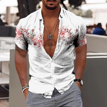 בקיץ פרחים הוואי חולצה של הגברים 3d הדפסה של הגברים חולצה החוף שרוול קצר האופנה מקסימום חולצת טריקו Homme חולצה גברית Camis