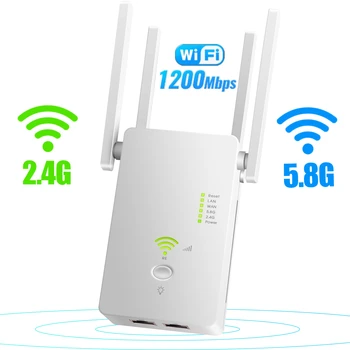 5G&2.4 G Wireless WiFi מהדר מגבר אות 1200Mbps Extender טווח ארוך Booster הכיסוי קל להתקנה בקיר-plug-WPS
