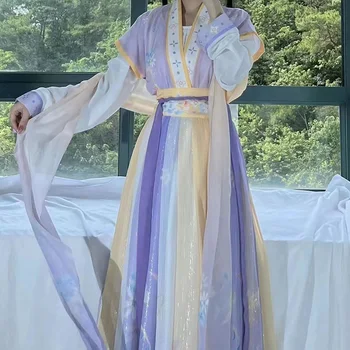 סינית מסורתית Hanfu ירוק צהוב תחפושת של אישה עתיקה שמלה מזרחי שמלת נסיכה אלגנטיות שושלת טאנג לרקוד ללבוש.