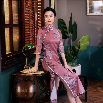 2023 סתיו אופנה חדשה אלגנטי Cheongsam סאטן משובח סיני השמלה של נשים גודל גדול 4XL סקסי, רזה מסיבת הסיום צ ' יפאו