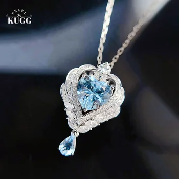 KUGG 18K זהב לבן שרשרת תרשיש 2.03 העגלה יהלומים טבעיים שרשרת רומנטית בצורת לב טוב לנשים מסיבת החתונה.