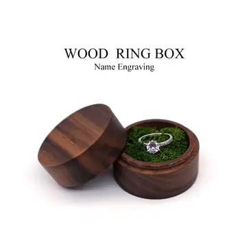 סיבוב הטבעת תיבת אגוז ארגונית קופסא קטיפה רך הפנים לעמוד תכשיטים מעץ המקרה הצעת נישואים ואירוסין