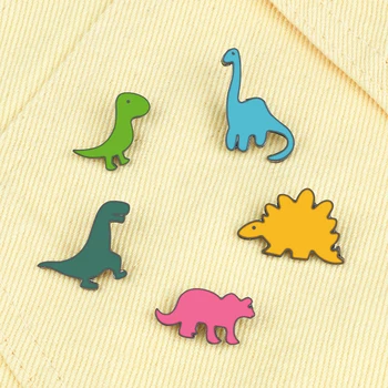 קריקטורה צבעונית דינוזאור ברונטוזאורוס הסיכה DIY סיכות כפתור ג 'ינס ג' קט התיק להצמיד תג חיה תכשיטים מתנה לילדים ילדים