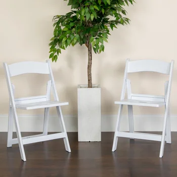 2 Pack הרקולס סדרה 1000 Lb. קיבולת לבן שרף את הכיסא המתקפל עם רפפות מושב ריהוט גן צואה