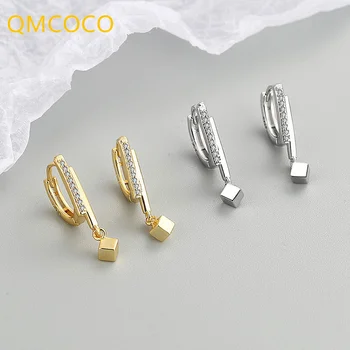 QMCOCO למנוע אלרגיה צבע כסף תליון מרובע עגילים קיץ אופנתי חדש גיאומטריות פשוטות אישה מסיבת תכשיטים Earbuckle