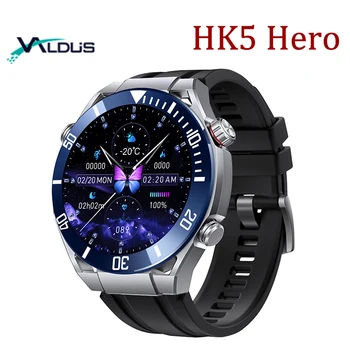 HK5 גיבור שעון חכם 1.43 אינץ ' AMOLED HD מסך 260mah סוללה Bluetooth שיחה GPS מצפן NFC ספורט Smartwatch עבור גברים, נשים,