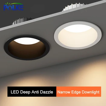 Anti Glare עגול שקוע Downlight LED 3W 5W 7W 10W 12W 15W Dimmable תקרה נקודת אור 110V 220V ללמוד חדר השינה לסלון