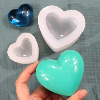 לב בצורת עובש סיליקון עבור DIY קריסטל UV שרף אפוקסי סבון נר תבניות בעבודת יד קישוטים