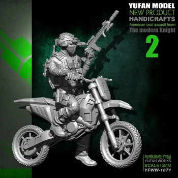 Yufan מודל 75mm 1/24 שרף האופנוע לנו צבא שרף חייל YFWW-1871