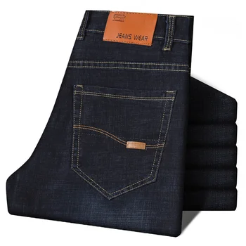Oversize 42 44 גברים ג 'ינס מכנסיים חדשים מזדמן קלאסי כחול למתוח עסקי אופנה ג' ינס מכנסיים מותג