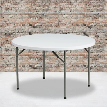 פלאש רהיטים 4 מטר מסביב גרניט לבן פלסטיק מתקפל שולחן שולחן שולחן שולחן קמפינג חיצוני השולחן