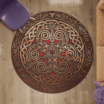 ויקינג מעגל השטיח צורה עגולה הרצפה שטיח 3D מודפס שטיח ללא החלקה מחצלת פינת אוכל סלון רך השינה שטיח 05
