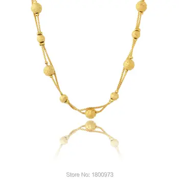 Adixyn זהב כדור Necklace18K צבע זהב שרשרת & קישור שרשרת אופנתית Chokers שרשרות נשים&גברים מתנות
