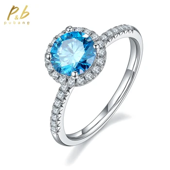 PuBang תכשיטים יפים מוצק 925 כסף סטרלינג כחול הגר 
