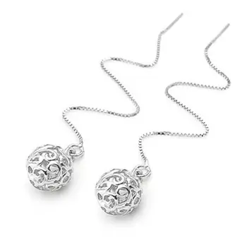 מכירה חמה הכדור 925 כסף סטרלינג עגילים לנשים תכשיטי אופנה סטרלינג-כסף-תכשיטים pendientes קוריאנית עגילים