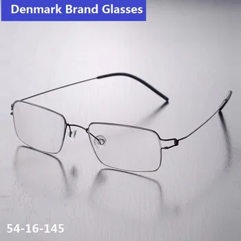 דנמרק טיטניום רים כיכר מסגרת משקפיים אנשי עסקים איכות גבוהה משקפי לא לדפוק בעבודת יד קוצר ראייה אופטי מסגרות משקפיים