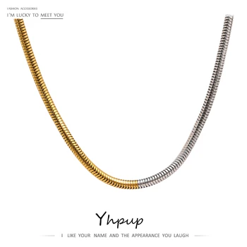 Yhpup 316L פלדה אל חלד תכשיטים מינימליסטי מתכת לערבב את שרשרת באיכות גבוהה 18 K מצופה נשים קולר שרשרת תכשיטים