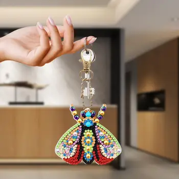 YOUZI 10pcs צבעוני יהלום הציור מחזיק מפתחות ערכות דו צדדית יהלום אמנות מפתח טבעת סט תרמיל כתף שקית אביזרים