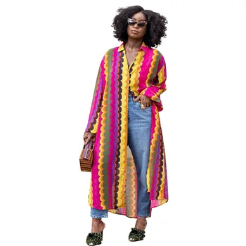 אפריקה החולצה שמלות נשים בגדים מלא שרוול רופף גלימות אופנה חדשה צבעי הדפסה אופנת רחוב ארוך אפריקה שמלת מקסי Vestidos