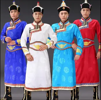מיעוט ריקוד תלבושת גברים סינית מסורתית מונגולית החלוק שלב הבציר.