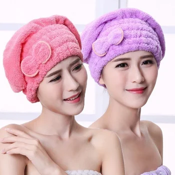 1Pcs לנשים מהיר ייבוש השיער כובע שיער יבש מגבת סופר סופג קורל קטיפה אביזרי אמבטיה נייד כובעי מקלחת