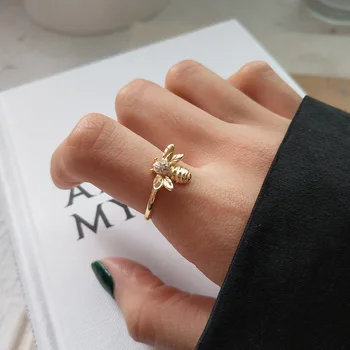 Trusta דבורה טבעת כסף סטרלינג 925 חמוד טון זהב דבורה טבעת מתכווננת אופנה נשים טבעת כסף סטרלינג תכשיטים ED337