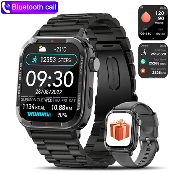 1.85 גברים Smartwatch Bluetooth שיחה צבאי Physiolog הבריאות לפקח על אק ג שעון ספורט עמיד למים גברים Smartwatch Ftiness קופסא מתנה