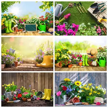 האביב גינון פרחים צילום תפאורות מותאם אישית דשא קישוט לוח עץ לילדים המסיבה הביתה צילום סטודיו רקעים