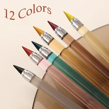 יצירתי אקרילי צבעוני שקוף עיפרון בעל נצח עיפרון עם 12 צבעים ניבס תלמיד הציור הספר Kawaii כתיבה