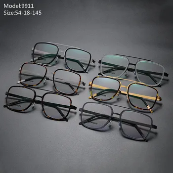 מסגרת משקפיים גברים עסקים Screwless האולטרה קוצר ראיה משקפיים אישה Eyewear כפול קרן מעצבים כיכר דנמרק מותג 9911