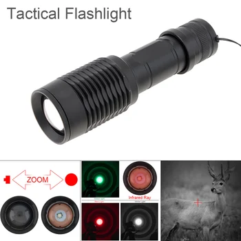 E7 4000LM Zoomable LED פנס טקטי אור לבן אדום ירוק אור אינפרא אדום 850nm LED טקטי לפיד פנס לצוד.