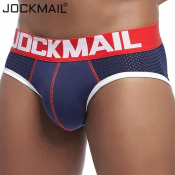 JOCKMAIL מותג גברים תחתוני רשת סקסי גברים תחתונים לנשימה Cueca הומואים גברים, תחתוני תחתונים תחתונים calzoncillos גבר להחליק
