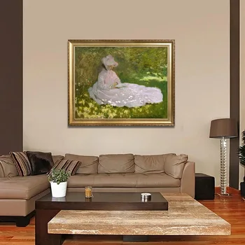האביב על ידי קלוד מונה היד צייר את ציור שמן מפורסם רבייה על בד מותאם אישית ציור דיוקן עיצוב הבית תמונה